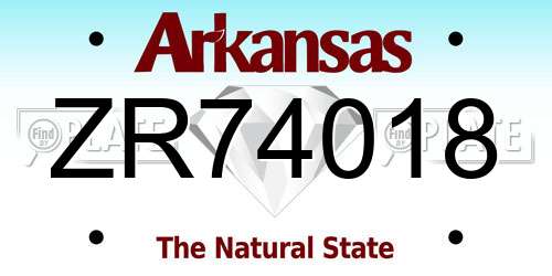 ZR74018 Arkansas License Plate