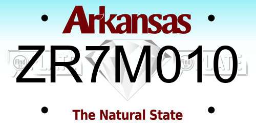 ZR7M010 Arkansas License Plate