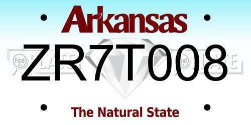 ZR7T008 Arkansas License Plate