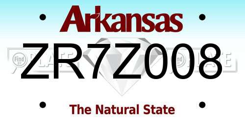 ZR7Z008 Arkansas License Plate