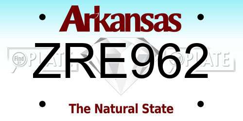 ZRE962 Arkansas License Plate