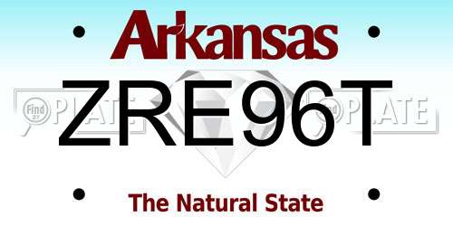 ZRE96T Arkansas License Plate