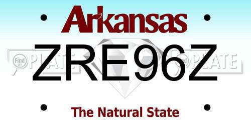 ZRE96Z Arkansas License Plate