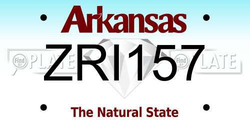 ZRI157 Arkansas License Plate
