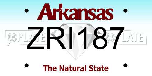 ZRI187 Arkansas License Plate