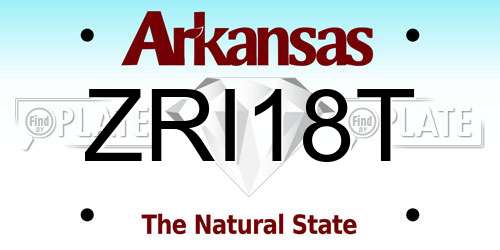 ZRI18T Arkansas License Plate