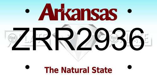 ZRR2936 Arkansas License Plate