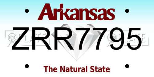 ZRR7795 Arkansas License Plate