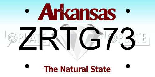 ZRTG73 Arkansas License Plate