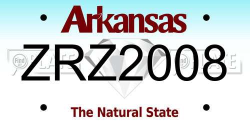 ZRZ2008 Arkansas License Plate