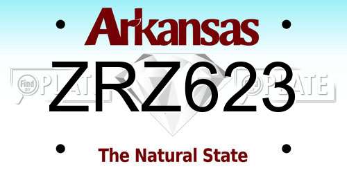 ZRZ623 Arkansas License Plate