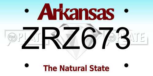 ZRZ673 Arkansas License Plate