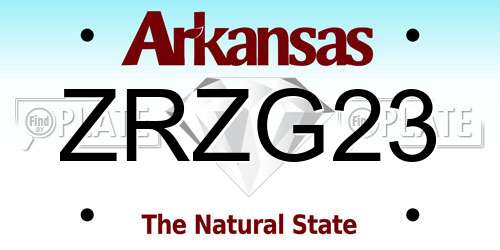 ZRZG23 Arkansas License Plate