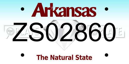ZS02860 Arkansas License Plate