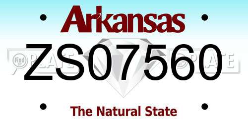ZS07560 Arkansas License Plate