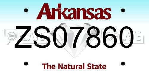 ZS07860 Arkansas License Plate