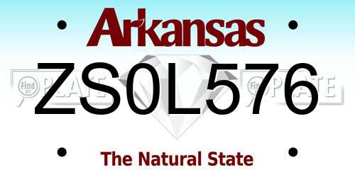 ZS0L576 Arkansas License Plate