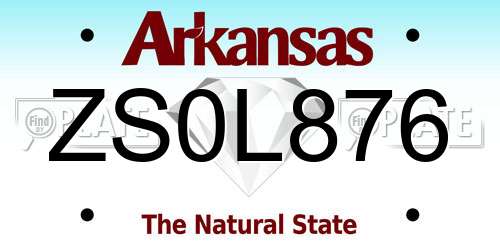 ZS0L876 Arkansas License Plate