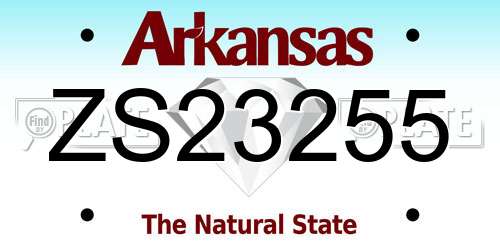 ZS23255 Arkansas License Plate