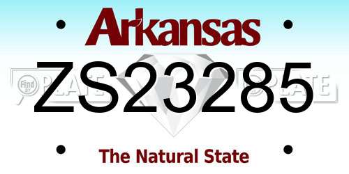 ZS23285 Arkansas License Plate