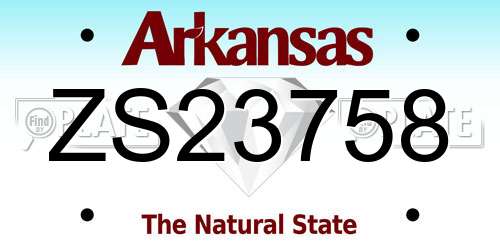 ZS23758 Arkansas License Plate