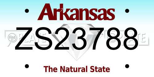 ZS23788 Arkansas License Plate