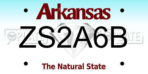 ZS2A6B Arkansas License Plate