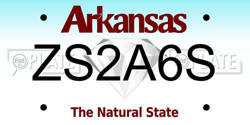 ZS2A6S Arkansas License Plate
