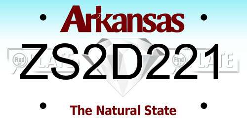 ZS2D221 Arkansas License Plate