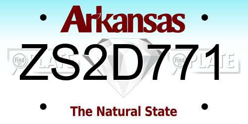 ZS2D771 Arkansas License Plate