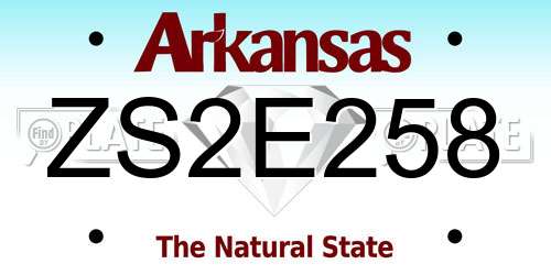 ZS2E258 Arkansas License Plate