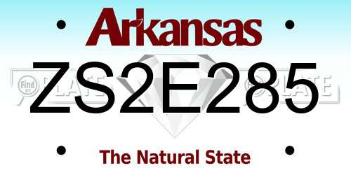 ZS2E285 Arkansas License Plate