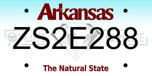 ZS2E288 Arkansas License Plate