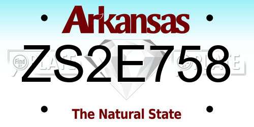 ZS2E758 Arkansas License Plate