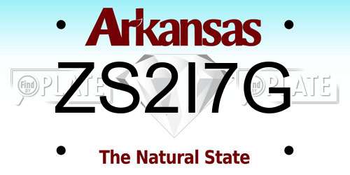 ZS2I7G Arkansas License Plate