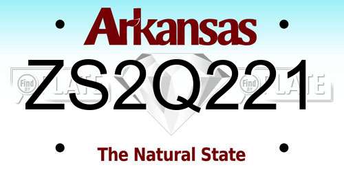 ZS2Q221 Arkansas License Plate