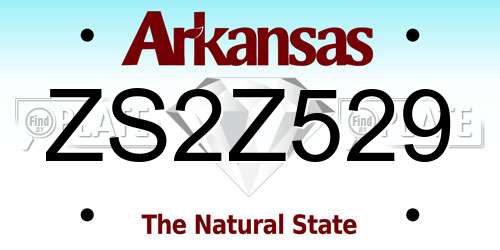 ZS2Z529 Arkansas License Plate