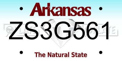 ZS3G561 Arkansas License Plate