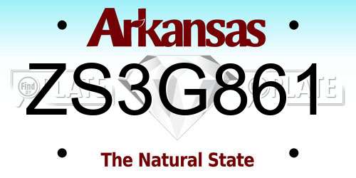 ZS3G861 Arkansas License Plate