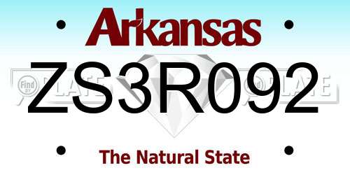ZS3R092 Arkansas License Plate