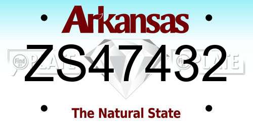 ZS47432 Arkansas License Plate