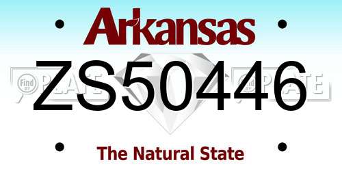 ZS50446 Arkansas License Plate