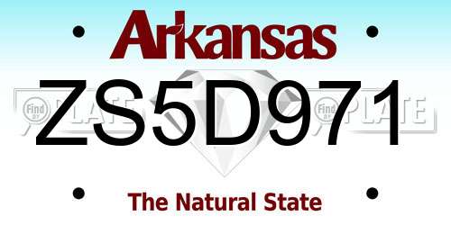ZS5D971 Arkansas License Plate