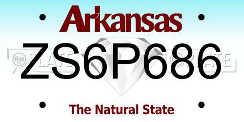 ZS6P686 Arkansas License Plate