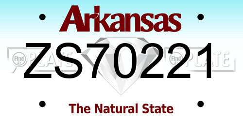 ZS70221 Arkansas License Plate