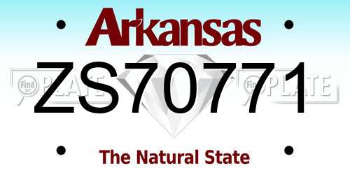 ZS70771 Arkansas License Plate