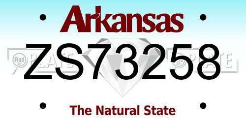 ZS73258 Arkansas License Plate