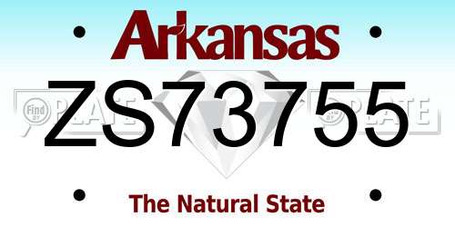 ZS73755 Arkansas License Plate