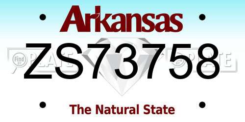 ZS73758 Arkansas License Plate