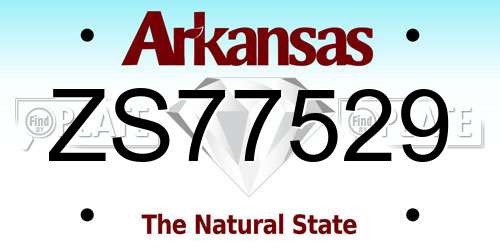 ZS77529 Arkansas License Plate